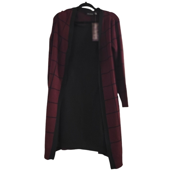 Nina Leonard women's  Dress/Cardigan  in Deep Wine/Black Medium  NWT - Picture 10 of 12